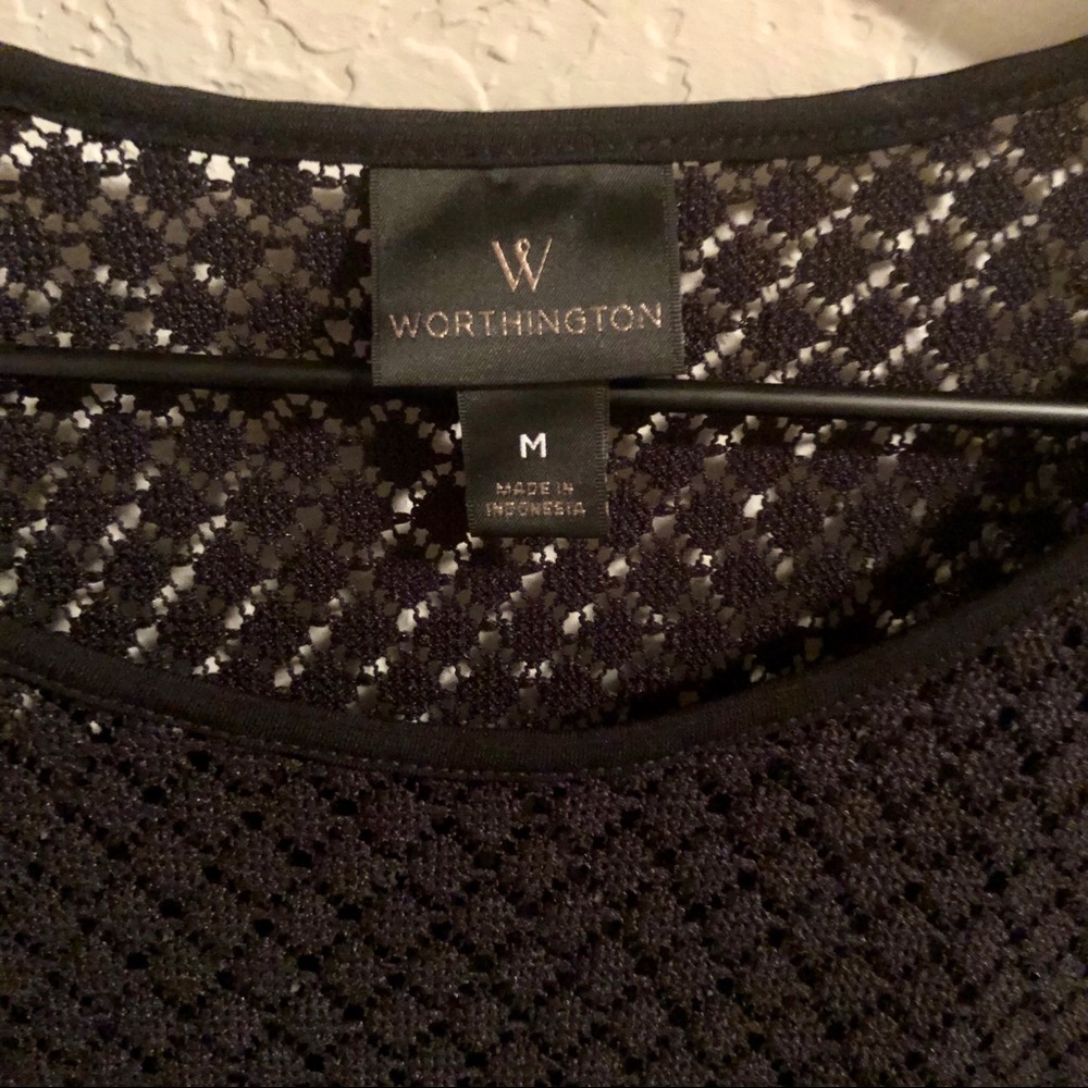 Worthington Black Crochet Detail Medium Blouse - Picture 4 of 4